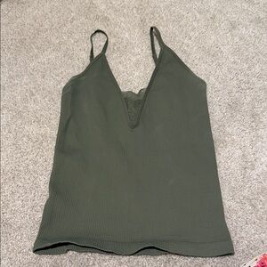Women's Olive Green Ribbed Tank Top